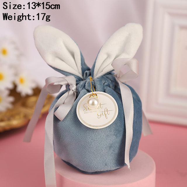 Bolsas de terciopelo de Pascua, bolsas de embalaje de regalo de conejito bonito, bolsas de dulces de Chocolate de conejo, decoración de fiesta de cumpleaños de boda 2022