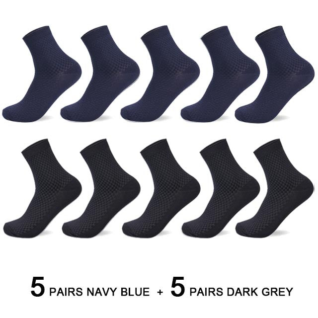 10 par/lote de calcetines de fibra de bambú para hombre 2022 nueva compresión otoño largo negro negocios Casual hombre vestido calcetín regalo de talla grande 42-45