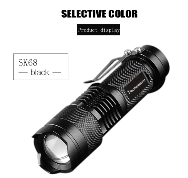 Powerful led flashlight torch lantern portable mini flashlight Zoomable torches outdoor camping emergency lamp with pen holder