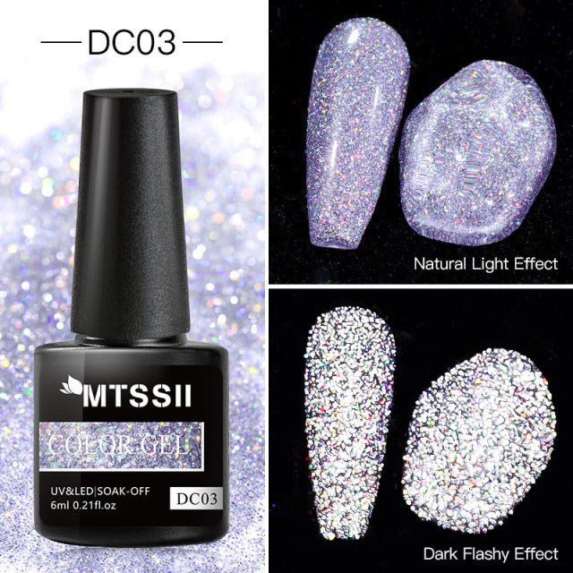 Mtssii 6ml brillo reflectante Gel esmalte de uñas 8 colores brillantes Auroras láser uñas Gel semipermanente Soak Off UV Gel barniz