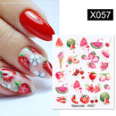 Harunouta 1 Sheet Water Decals Transfer Snake Fruit Flower Summer Alphabet Leaves Nail Art Manicure Stickers Decoration