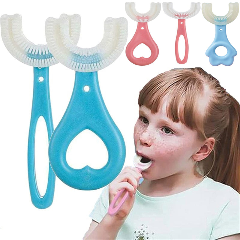 Cepillo de dientes para niños en forma de U, mordedor infantil de 360 ​​grados, cepillo de dientes para bebés, cepillo de silicona para niños pequeños, limpieza de cuidado bucal