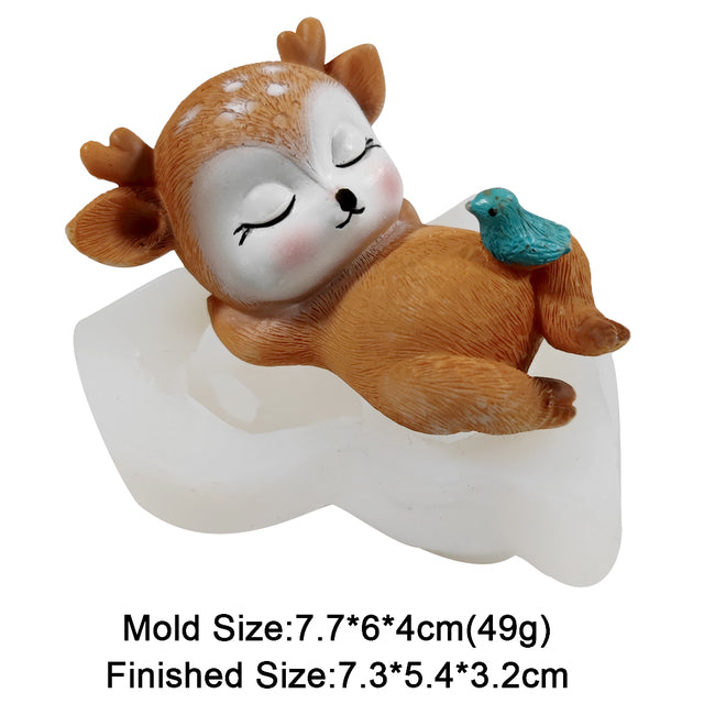 3D Cute Deer Silicone Mold Fondant Chocolate Cupcake Dessert Cake Decorating Tools Sika Deer Shape Kitchen Baking Mould
