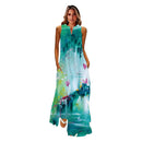 MOVOKAKA Spring Summer Print Long Dress Women Beach Holiday Casual Fashion Elegant Dresses Party Sleeveless V Neck Maxi Dresses