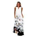 MOVOKAKA Spring Summer Print Long Dress Women Beach Holiday Casual Fashion Elegant Dresses Party Sleeveless V Neck Maxi Dresses