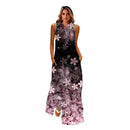 MOVOKAKA Spring Summer Print Long Dress Women Beach Holiday Casual Fashion Elegant Dresses Party Sleeveless V Neck Maxi Dresses