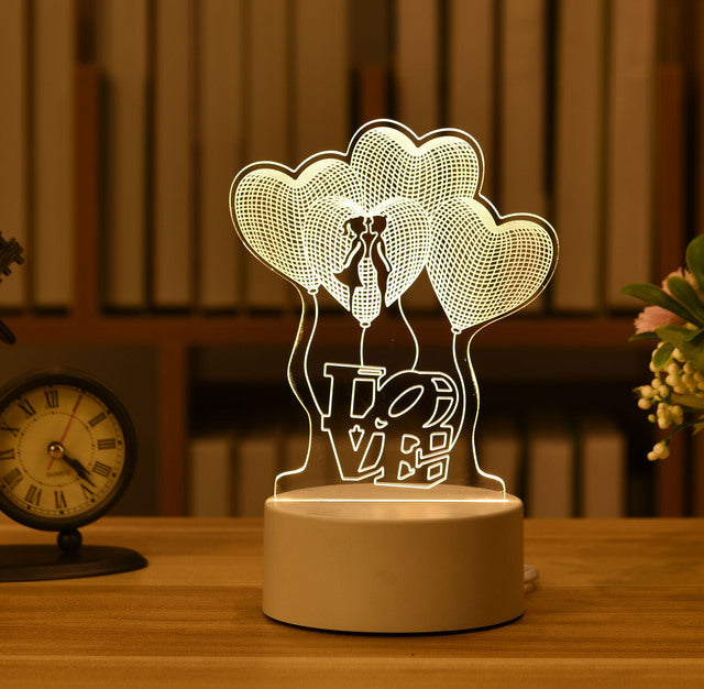 2022 Valentinstag Geschenk 3D Liebe Lampe Acryl Bär Rose LED Nachtlicht Kinder Geburtstagsgeschenk Hase Ostern Deko Hochzeit Dekoration
