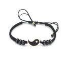 Tai Chi Yin Yang Couple Bracelets Alloy Pendant Adjustable Braid Chain Bracelet Necklace Matching Lover Bracelets Necklaces