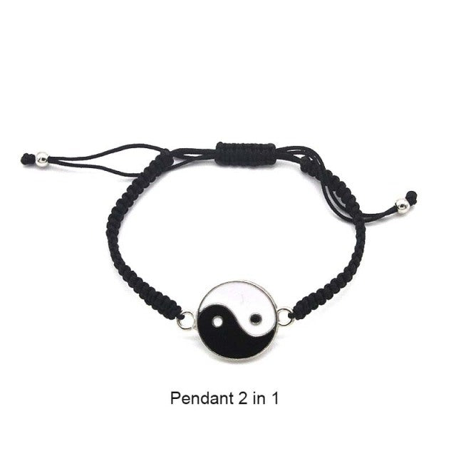 Tai Chi Yin Yang Paar Armbänder Legierung Anhänger verstellbare Flechtkette Armband Halskette passende Liebhaber Armbänder Halsketten