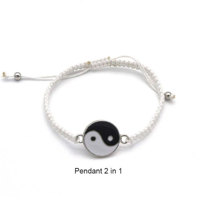 Tai Chi Yin Yang Paar Armbänder Legierung Anhänger verstellbare Flechtkette Armband Halskette passende Liebhaber Armbänder Halsketten