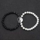 Tai Chi Yin Yang Couple Bracelets Alloy Pendant Adjustable Braid Chain Bracelet Necklace Matching Lover Bracelets Necklaces