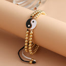 Tai Chi Yin Yang Couple Bracelets Alloy Pendant Adjustable Braid Chain Bracelet Necklace Matching Lover Bracelets Necklaces