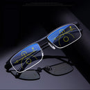 Multifocal Progressive Reading Glasses Men Women Anti Blue UV Protect EyesGlasses Half Frame Automatic Adjustment Eyewear