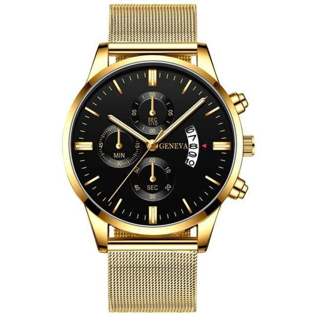 Reloj de pulsera de cuarzo con fecha de calendario de acero inoxidable de lujo para hombre a la moda relojes para hombre reloj de cuero de negocios часы мужские