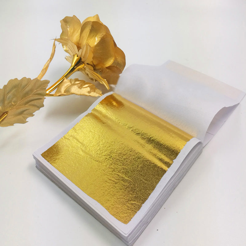 100/200 Blätter Imitation Gold Silberfolie Papier Blattvergoldung DIY Kunst Handwerk Papier Geburtstag Party Hochzeitstorte Dessert Dekorationen