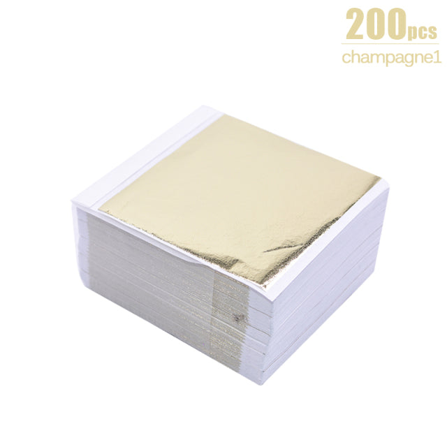 100/200 hojas de papel de aluminio de imitación de oro y plata hoja dorada DIY arte papel para manualidades cumpleaños fiesta boda pastel postre decoraciones