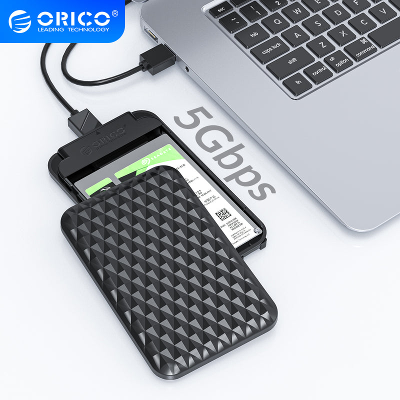ORICO 2,5-Zoll-Festplattengehäuse SATA zu USB 3.0-Festplattengehäuse Externes HD-Gehäuse für 7-9,5-mm-Festplatten-SSD-Festplattengehäuse Festplattengehäuse unterstützt UASP