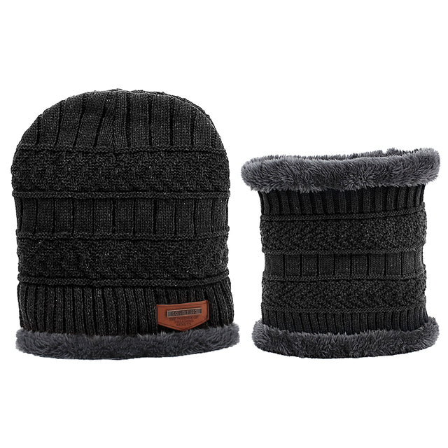 Winter Hats Men&#39;s Hat Family Matching Parents Children Beanie Scarf Set шапка мужская Soft Thick Warm Caps balaclava Men&#39;s Cap