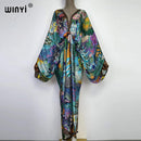 Sexy bech high-quality hand-rolled feel silk rayon fashion print 2021 WINYI Maxi women&