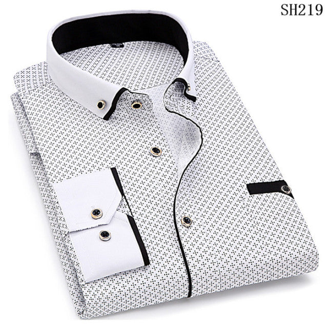2022 Men Fashion Casual Long Sleeved Printed Shirt Slim Fit Male Social Business Dress Shirts Brand For Men Soft Comfortable