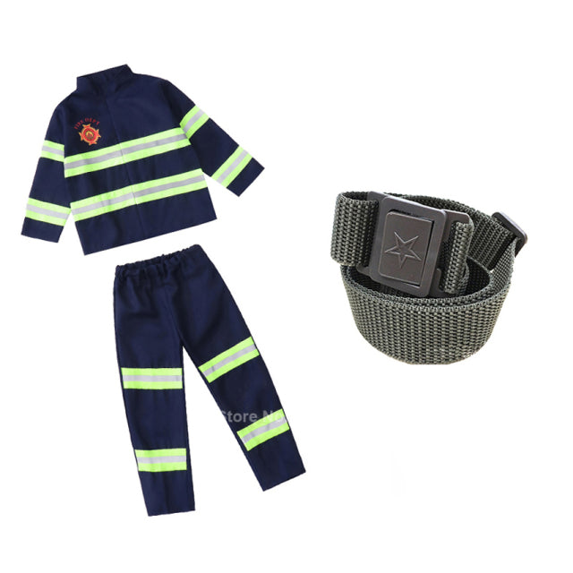 2022 Halloween Cosplay Kids Firefighter Uniform Children Sam Fireman Role Work Clothing Suit Boy Girl Performance Party Costumes