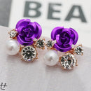 2022 Fashion Jewelry Ethnic Red Rose Drop Earrings Big Rhinestone Earrings Vintage For Women Rose Gold Spiral Dangle Earring