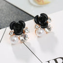 2022 Fashion Jewelry Ethnic Red Rose Drop Earrings Big Rhinestone Earrings Vintage For Women Rose Gold Spiral Dangle Earring