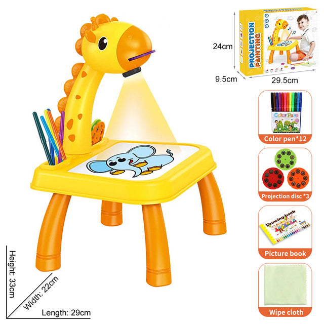Children LED Projector Drawing Board Kids Painting Table Desk Montessori Educational Learning Writing Tablet For Boy Girl Toys