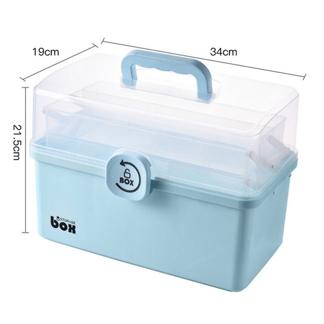 Contenedor de primeros auxilios portátil Caja de almacenamiento de medicamentos de plástico transparente Organizador de almacenamiento de kit de emergencia familiar de gran capacidad