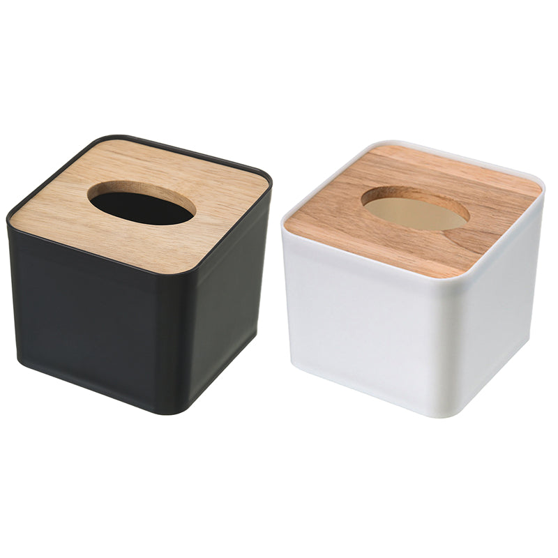 Nuevo y moderno servilletero de madera con forma cuadrada, caja de pañuelos de plástico y madera, caja de almacenamiento para papel de cocina para el hogar, accesorios