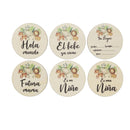 6 uds. De tarjetas de madera con letras españolas para bebés, tarjetas de fotos para grabación mensual de nacimiento de recién nacidos, álbum de crecimiento para niños, accesorios de recuerdo