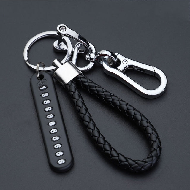 Anti-Lost Car Key Pendant Split Rings Keychain Phone Number Card Keyring Auto Vehicle Lobster Clasp Key Chain Car Accessories