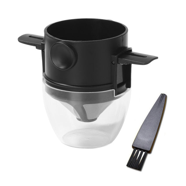 1/2 Uds. Filtro de café portátil de acero inoxidable por goteo soporte para té y café cestas de embudo soporte para Infusor de té reutilizable gotero de café