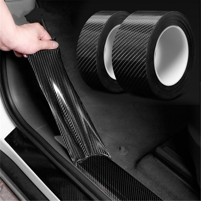 3/5m Rolls Carbon Fiber Car Sticker Anto Door Trunk Protective Strip Auto Door Threshold Anti Scratch Tape Waterproof Decal