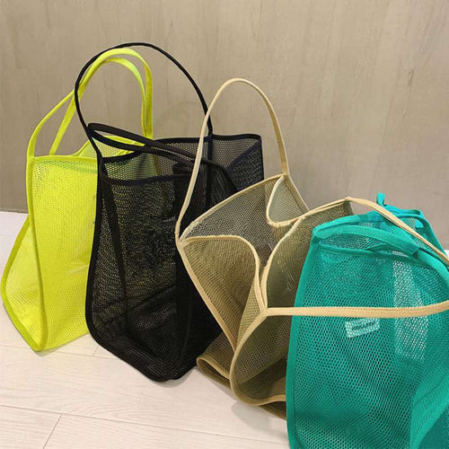 Frauen 2021 Neu Ins Wind Transparente Mesh Einzelne Umhängetasche Modische Leichte Allgleiches Einkaufstasche Strand Netztasche