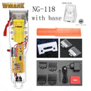 2021 WMARK nuevo modelo NG-108 Máquina para cortar cabello recargable cortadora de cabello cubierta transparente Base blanca o roja 7300rpm