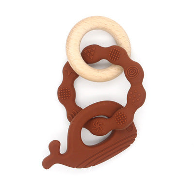TYRY.HU 1PC Silicone Teether Customized Rudder Shape Wooden Teether Ring Baby Gift Set Silicone Baby Teether Kid Teething Toys