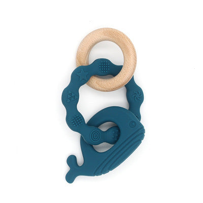 TYRY.HU 1PC Silicone Teether Customized Rudder Shape Wooden Teether Ring Baby Gift Set Silicone Baby Teether Kid Teething Toys
