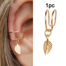 LATS Gold Leaves Ear Cuff Black Non-Piercing Ear Clip Earrings for Women Men Fake Cartilage Earring Cuff Trend Jewelry Wholesale