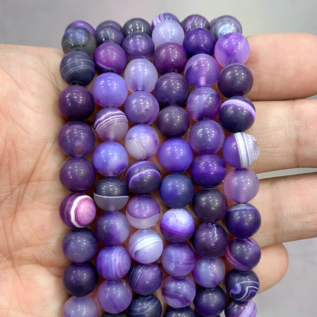 Natural Orange Stripe Onyx Agates Round Beads Diy Bracelet Necklace for Jewelry Making Accessories 15&quot; Strand 4 6 8 10 12 14MM