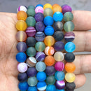 Natural Orange Stripe Onyx Agates Round Beads Diy Bracelet Necklace for Jewelry Making Accessories 15&quot; Strand 4 6 8 10 12 14MM
