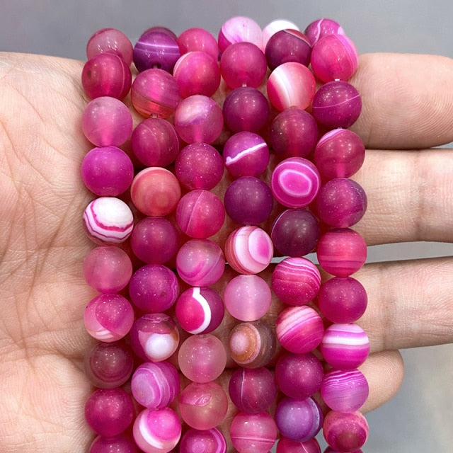 Natural Orange Stripe Onyx Agates Round Beads Diy Bracelet Necklace for Jewelry Making Accessories 15&quot; Strand 4 6 8 10 12 14MM