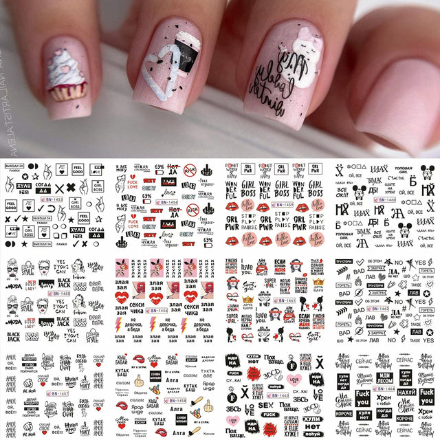 Anime Avocado Fruit Transfer Nail Stickers Charms Summer Water Sticker For Nails Sliders Character Image Tattoo Decal Decoration