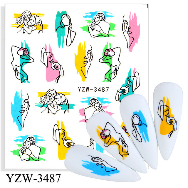 Anime Avocado Fruit Transfer Nail Stickers Charms Summer Water Sticker For Nails Sliders Character Image Tattoo Decal Decoration