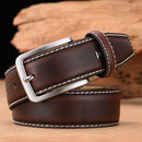 Men's Leather High Quality Classic Belt Alloy Pin Buckle Men's Matching Jeans Business Cowhide Belt Black Color Dark Brown Color