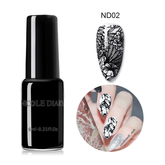 NICOLE DIARY 6ml Stamping Nail Polish Black White Nail Art Printing Varnish Stamp for Nails Hybrid Nail Polish Lacquers