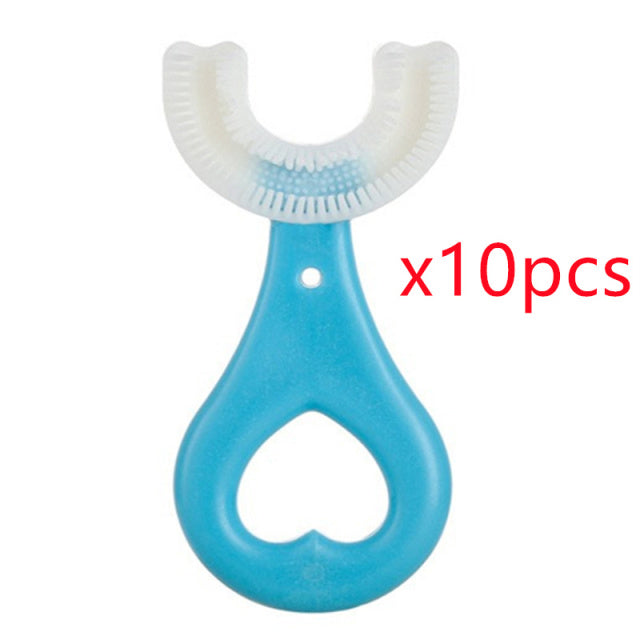 Cepillo de dientes para bebé en forma de U, 10 Uds., cepillo de dientes para niños, cepillo de limpieza para el cuidado bucal, práctico cepillo de dientes de silicona Simple, triangulación de envíos
