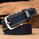 Men's Leather High Quality Classic Belt Alloy Pin Buckle Men's Matching Jeans Business Cowhide Belt Black Color Dark Brown Color