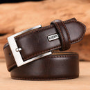 Men's Leather High Quality Classic Belt Alloy Pin Buckle Men's Matching Jeans Business Cowhide Belt Black Color Dark Brown Color