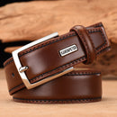 Men's Leather High Quality Classic Belt Alloy Pin Buckle Men's Matching Jeans Business Cowhide Belt Black Color Dark Brown Color